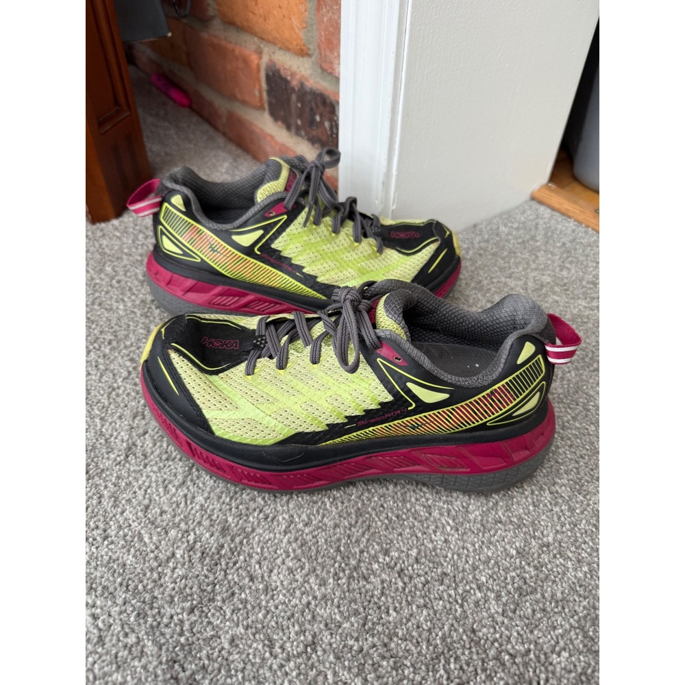Hoka One One Stinson ATR 4 Womens 5 Yellow Pink Trail Running Shoes‎